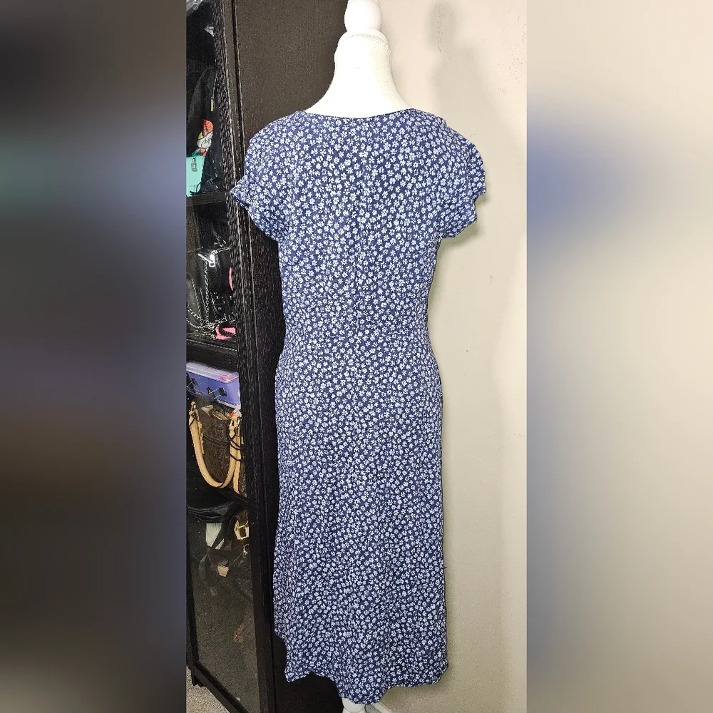 5 For $25✨️ Jermey Scott Vintage Flower Blue Dress Long Maxi Dress Womens Medium - Picture 3 of 9